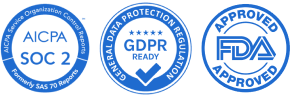AICPA SOC 2 GDPR and FDA Approved icons