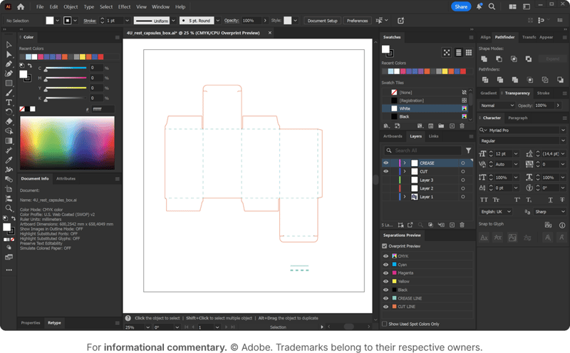 Adobe Illustator and InDesign user interfaces apps