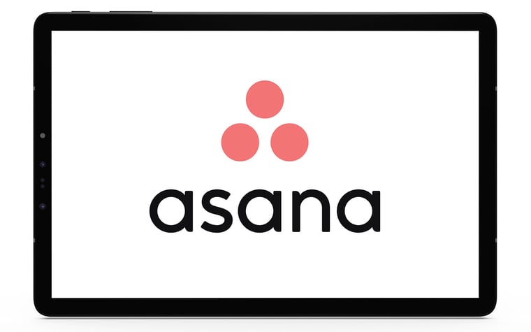 Asana logo displayed on a tablet screen