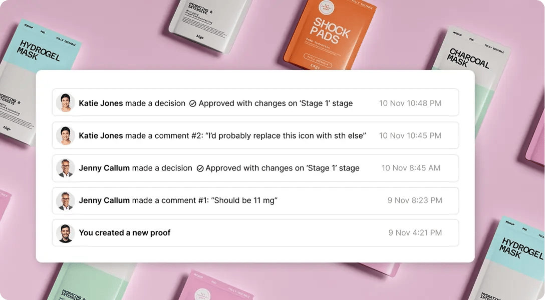 Audit trails for full acountability - keep a shitory of all comments in Ziflow