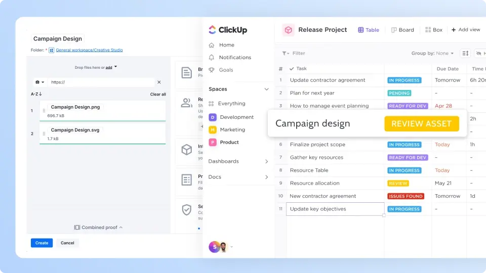Automate task creation with Ziflow and Clickup plugins-1