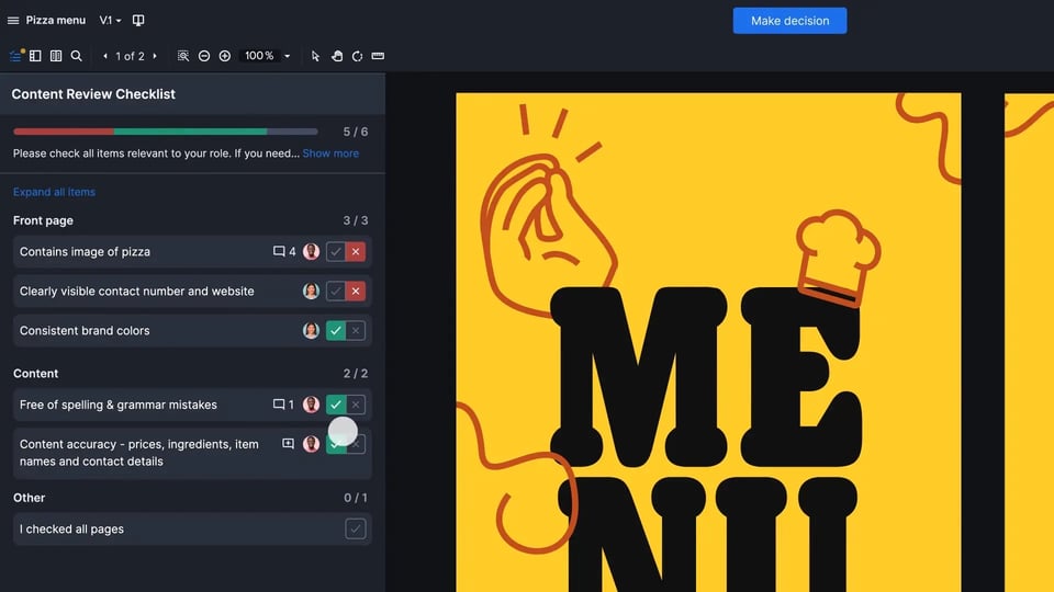 Checklist improve feedback quality feature