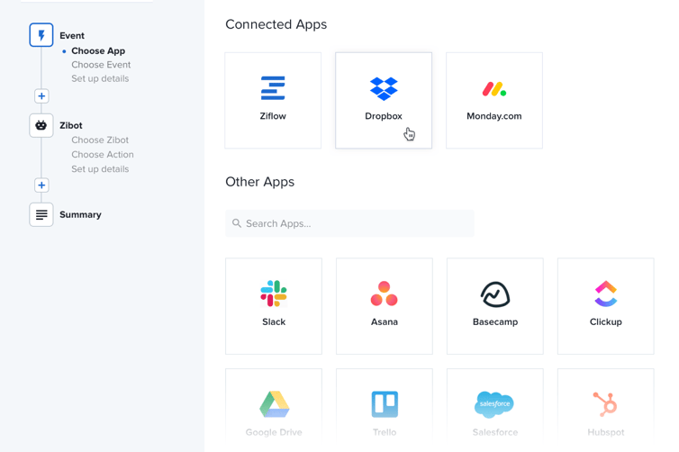 Easily connect your applications to Ziflow - Connected Apps Integrations options