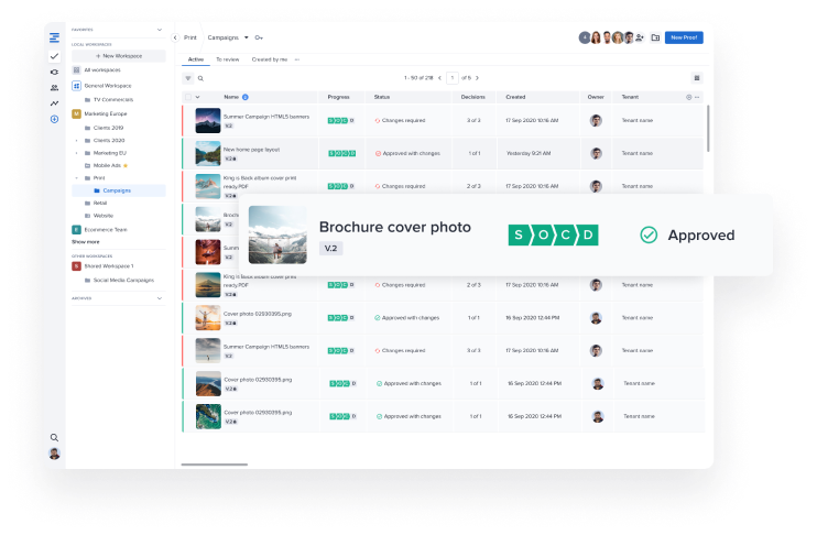 Creative workflow dashboard for clear creative project visibility -1