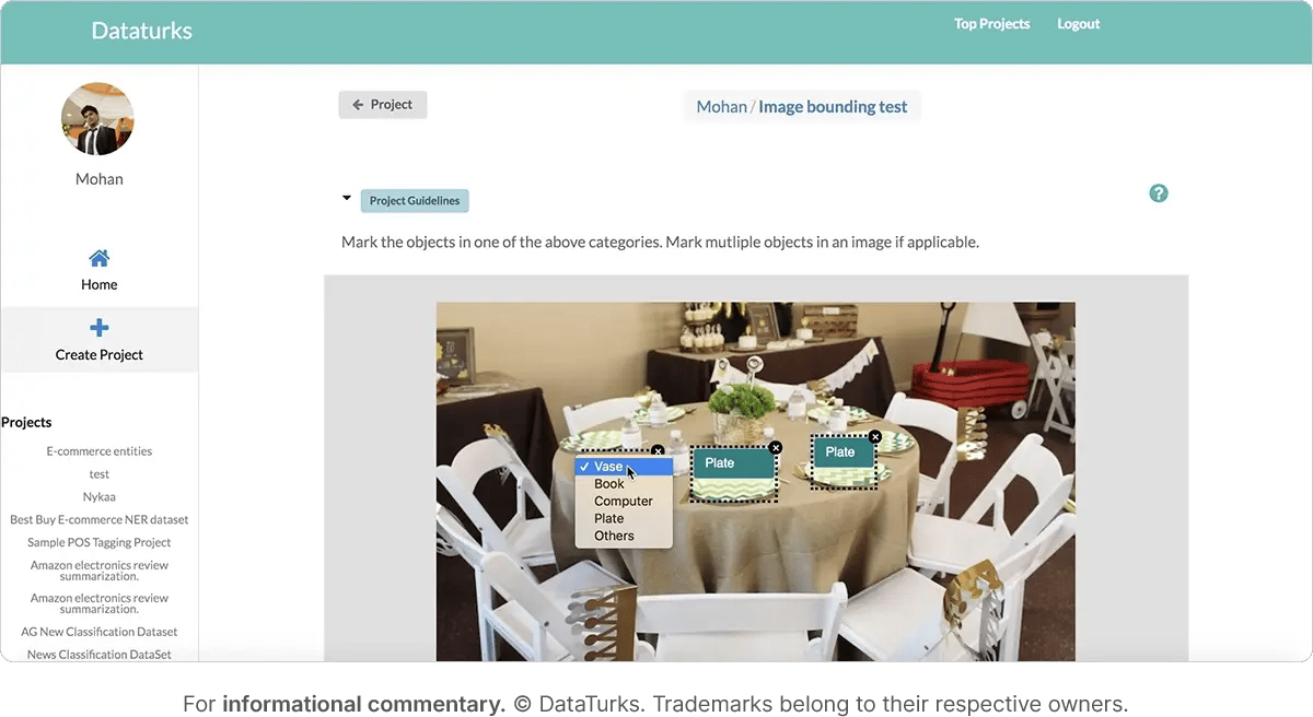 Dataturks annotation tool for teams needing simple and fast setup