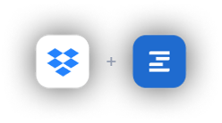 Dropbox and Ziflow integration with a plus icon