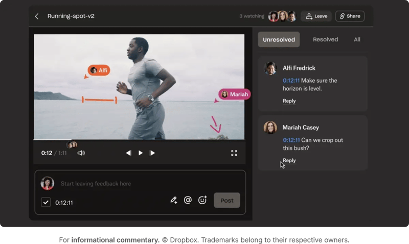 Dropbox replay video annotation tool collaborative app view