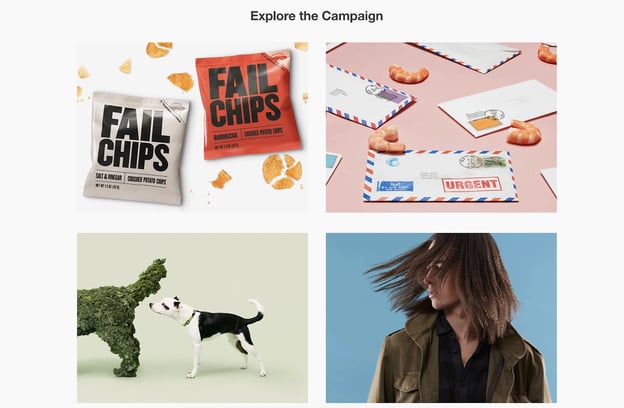 Mailchimp advertisement campaign with fake products