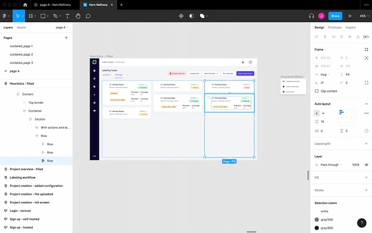 Figma user interface with app design proof