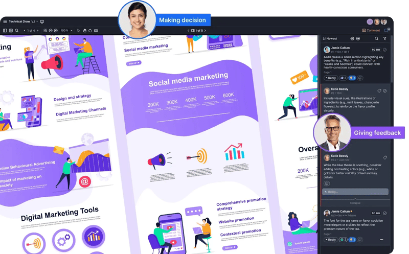 Gather feedback on your brand guidelines - Ziflow UI with comments-1