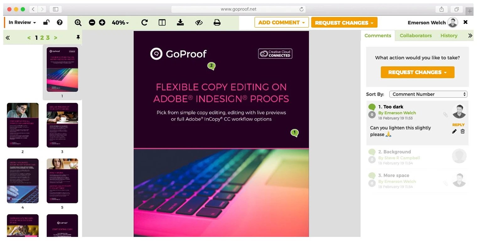 Goproof creative approval software for content dashboard