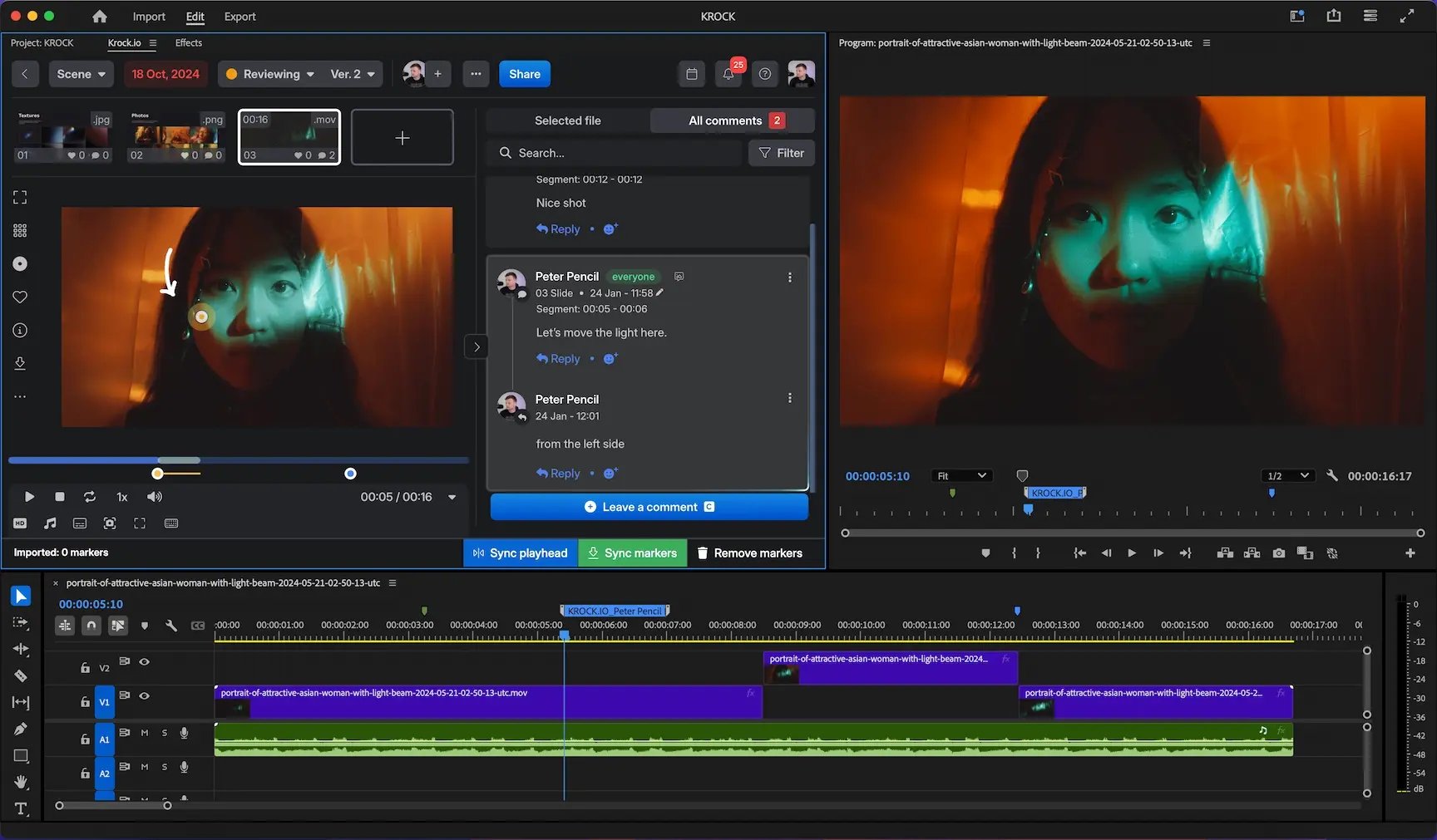 Krock video production workflows software user interface