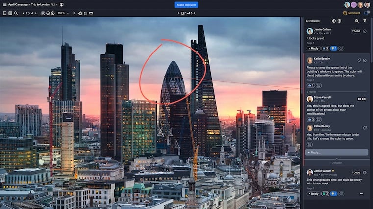 London skyscrapers landscape used as a proof in Ziflow