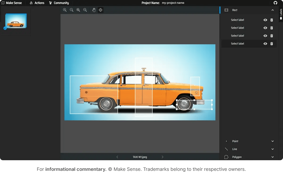 Make Sense software for small projects needing quick, browser-based annotation without installation requirement