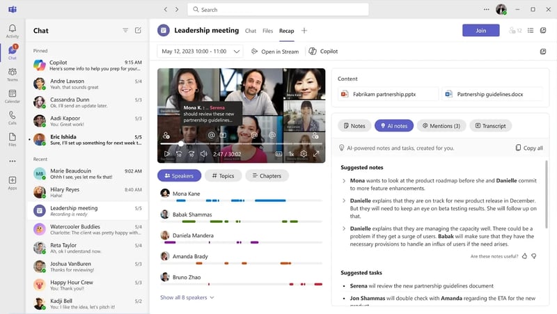 Microsoft teams application user interface window