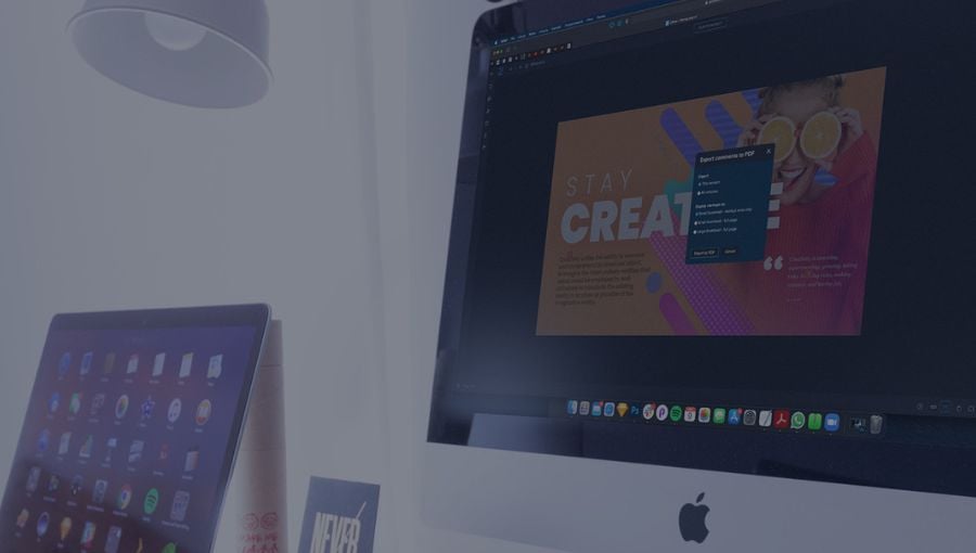 Online proofing platform product updates displayed on mac screen