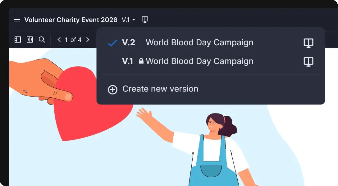 Organized version control dropdown in Ziflow proof viewer-1