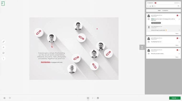 PageProof comments and creative proof review dashboard view