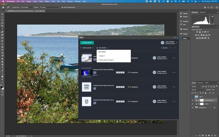 Photoshop user interface and Ziflow integration