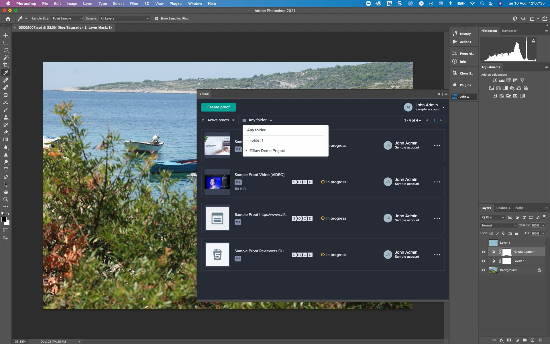 Photoshop integration with creative collaboration proofing software and decisions making app