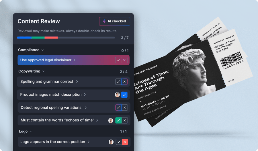 Review AI checklist feature of Ziflow for Travel industry
