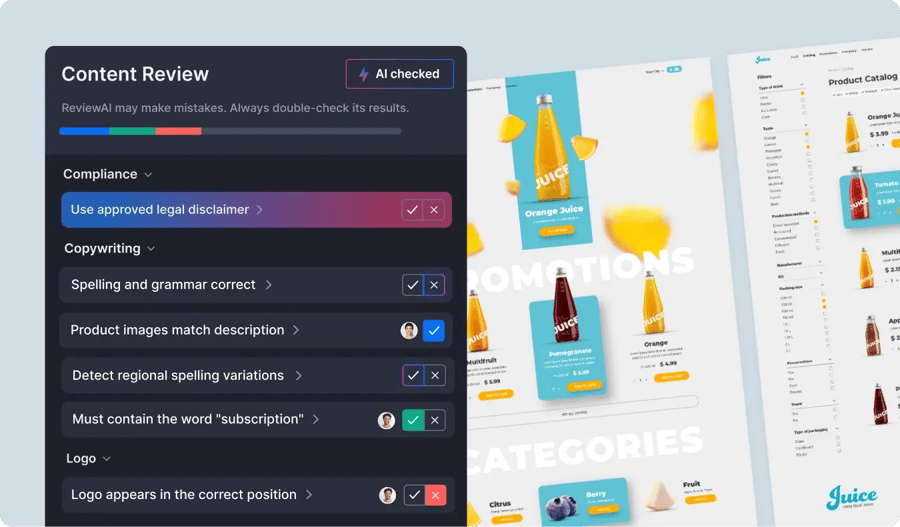 Review AI feature for Retail services Ziflow