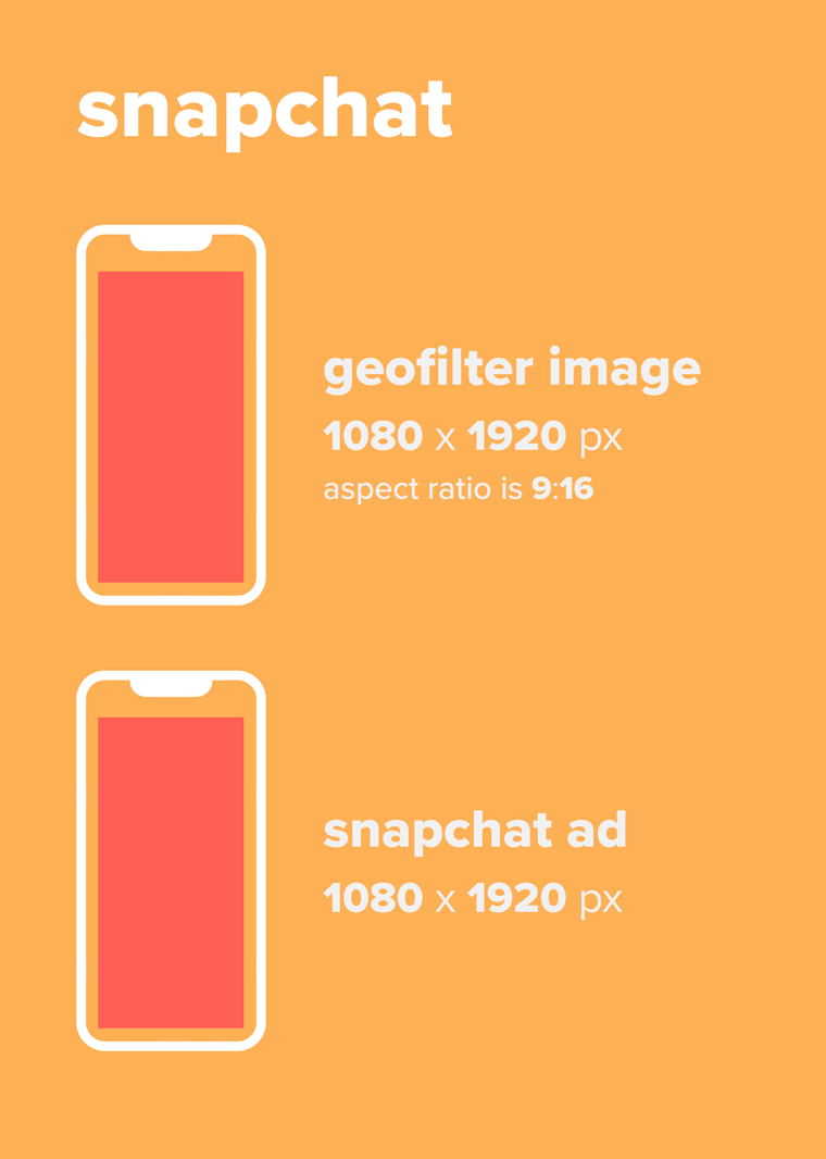 Snapchat shared images recommended sizes guide
