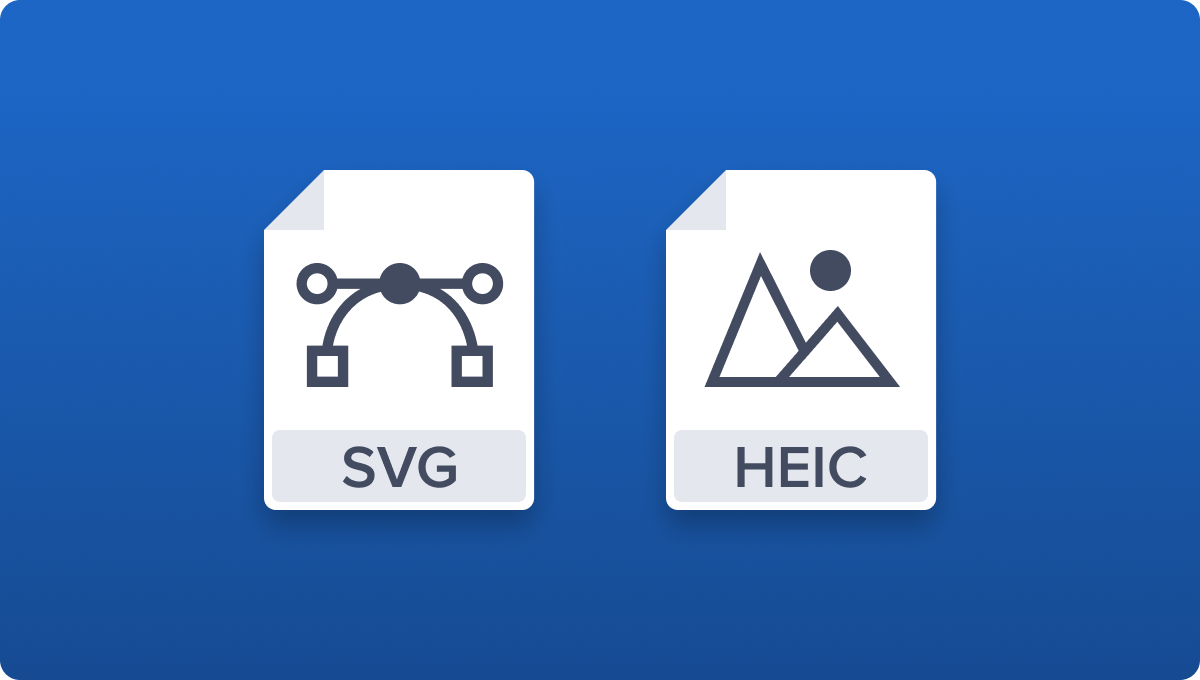 SVG and HEIC file type support logos