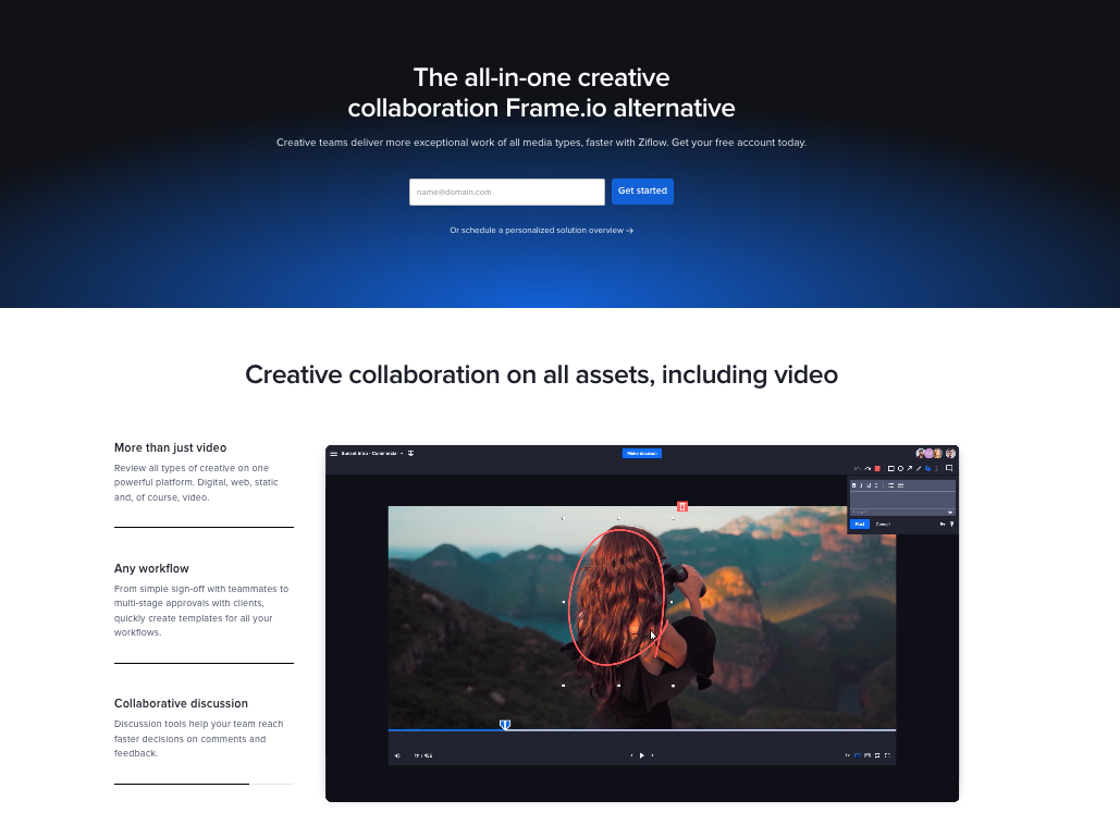 Product comparison page for Ziflow - The all-in-one creative collaboration Frame.io alternative