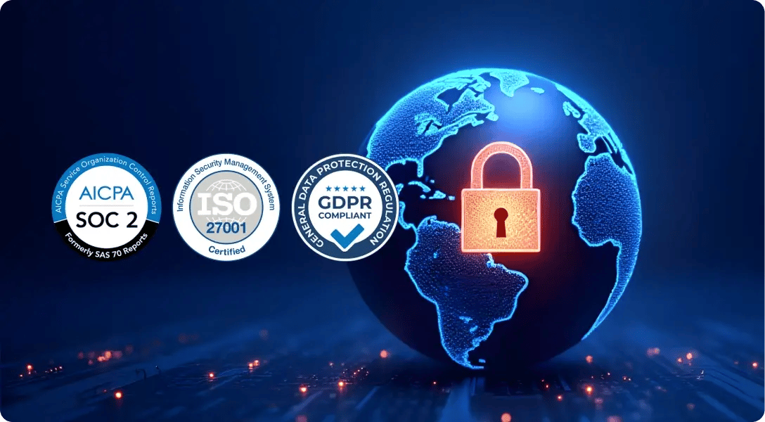 Secure your process with enterprise-grade protection - AICPA SOC2, ISO 27001, GDPR certificates