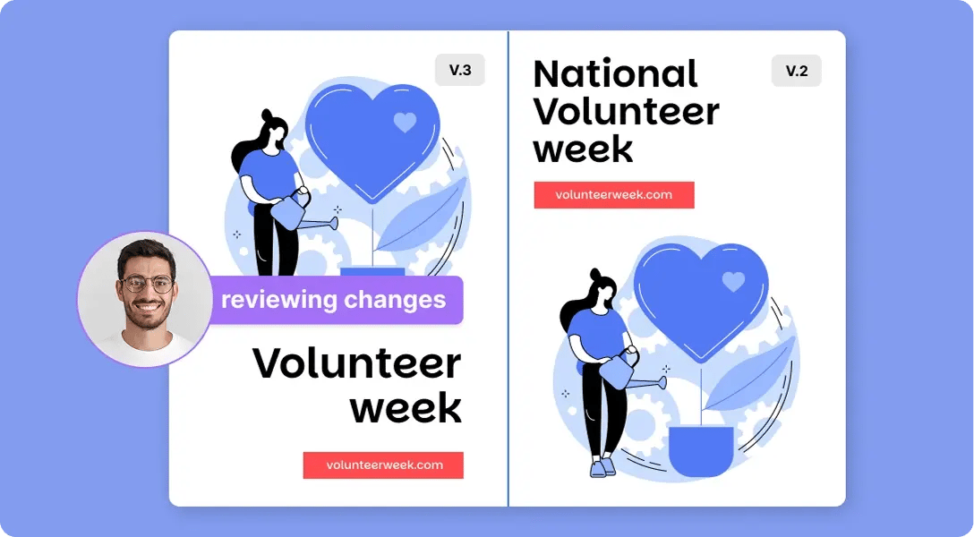 Side-by-side version comparison for non-profit organizations in Ziflow-1