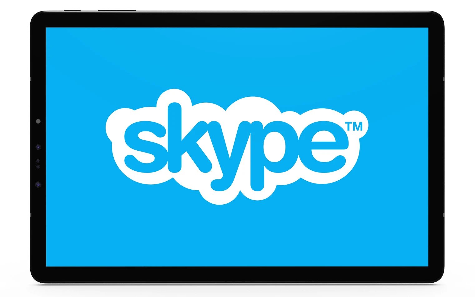 Skype logo displayed in a tablet frame