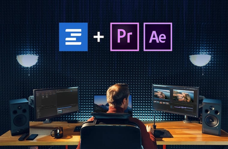 The ziflow plugin for adobe premier pro and after effects - man working on video proof by his desk