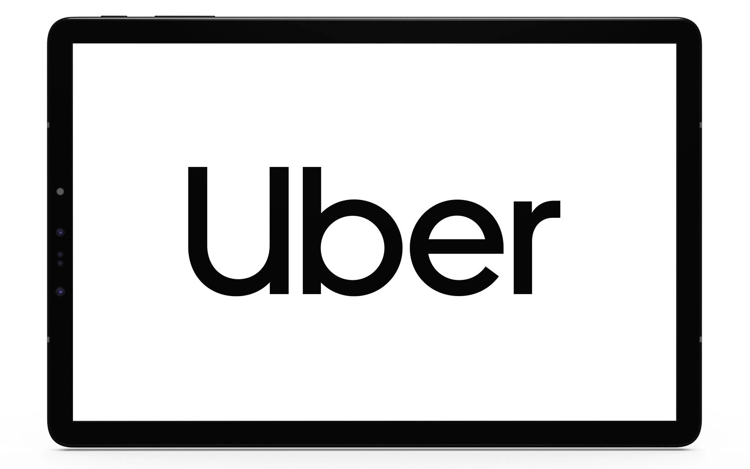 Uber logo displayed in a tablet frame