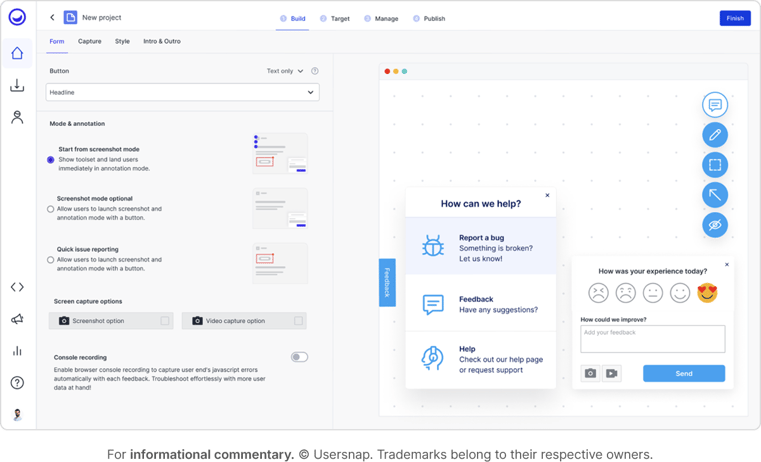 Usersnap user feedback platform helping teams to share visual feedback in their browser