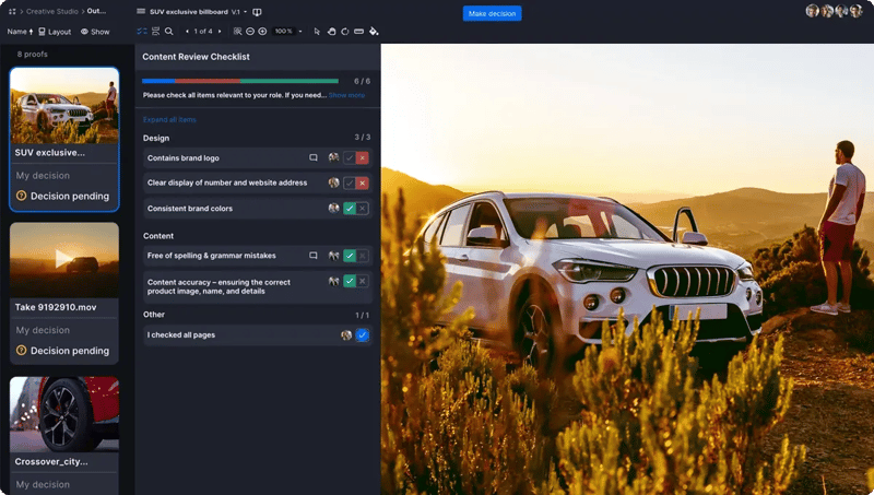 Ziflow checklist feature with ReviewAI option