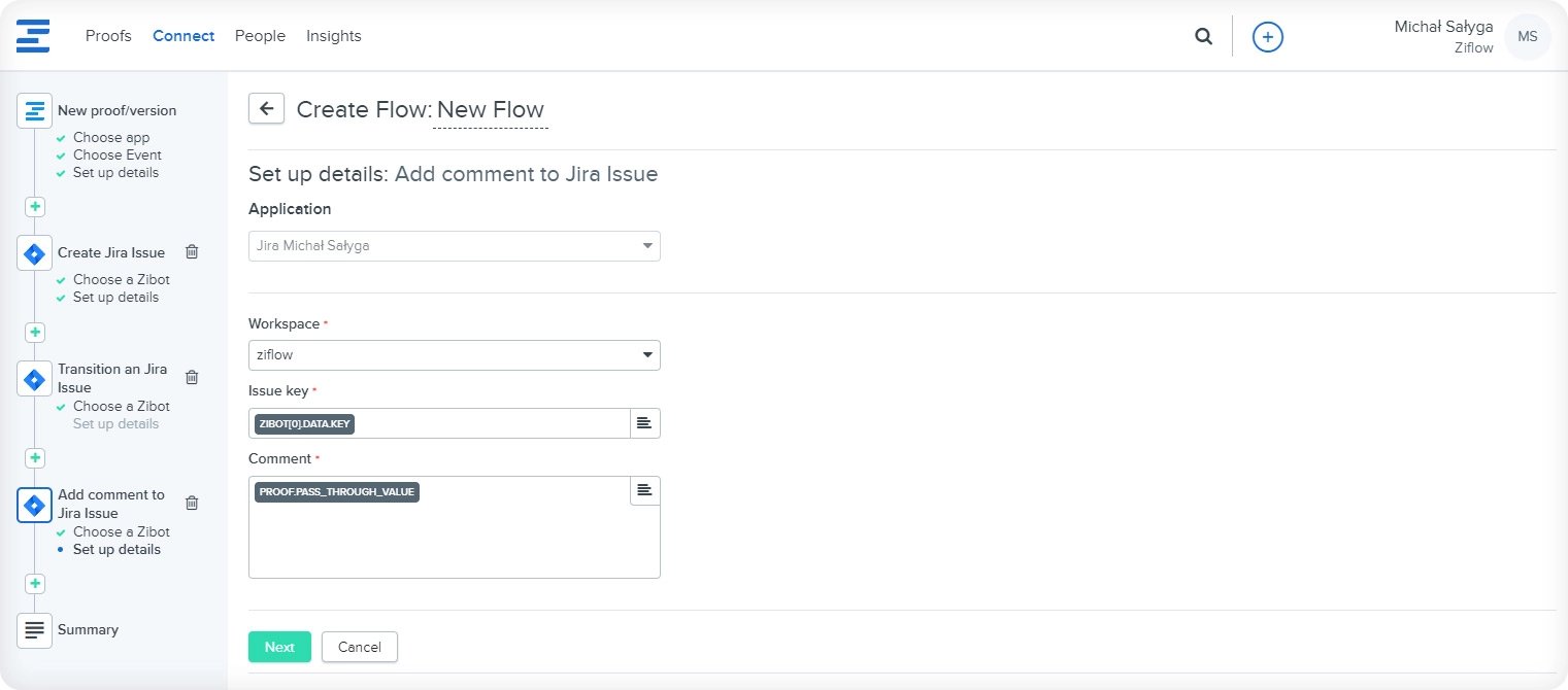 Ziflow flows creation and Jira integration features