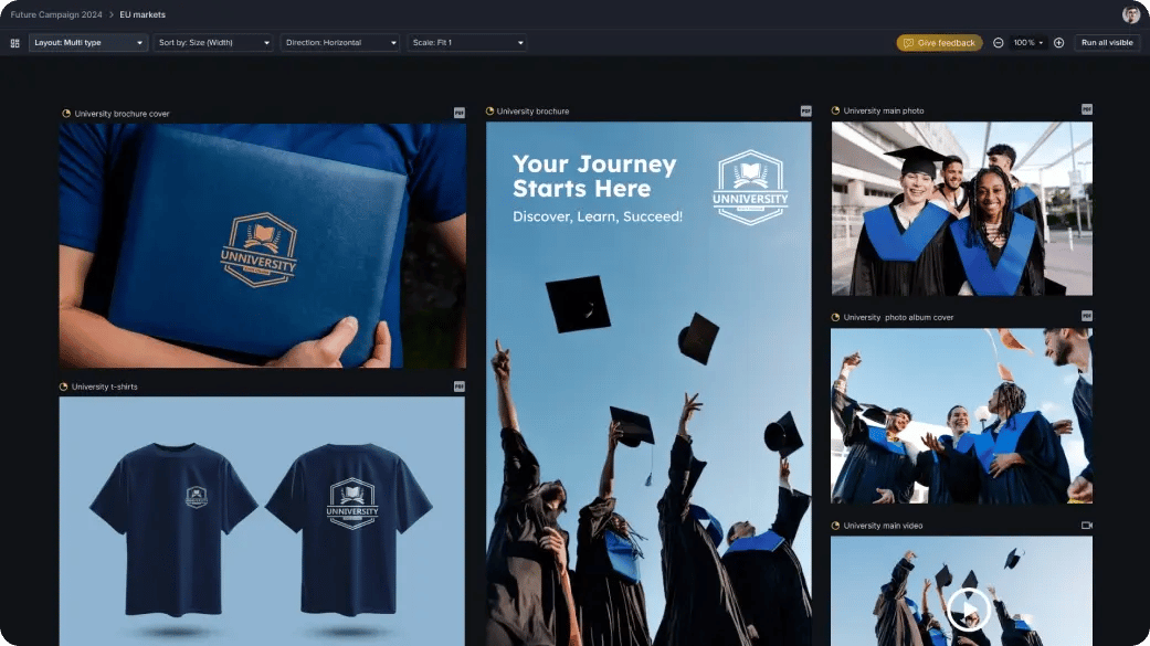 Ziflow proof viewer gallery view iwth education and learning content being reviewed