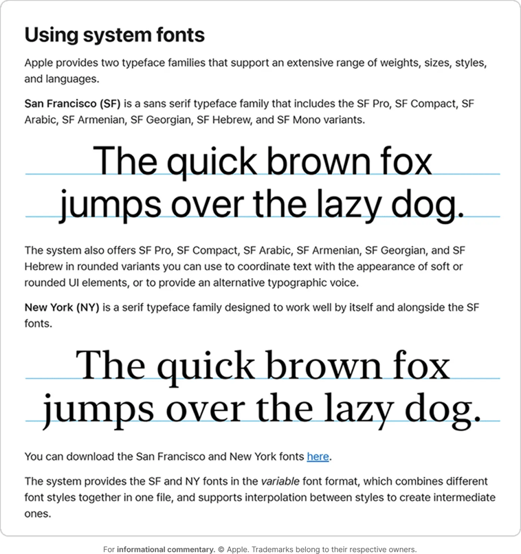 apple using system fonts family