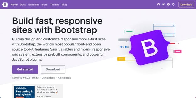 Bootstrap library for website building with modern CSS