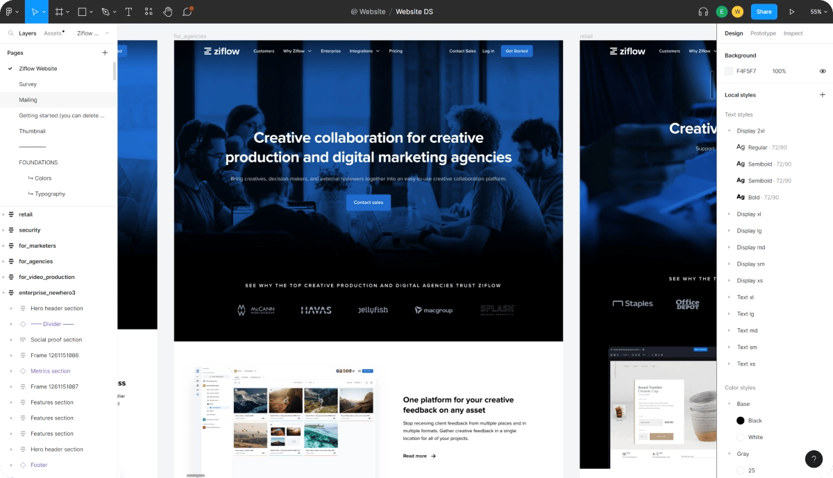 review web designs in Figma project