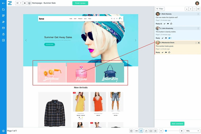 Reviewal process of an online clothing shop using Ziflow for ADA compliance and accessiblity improvement