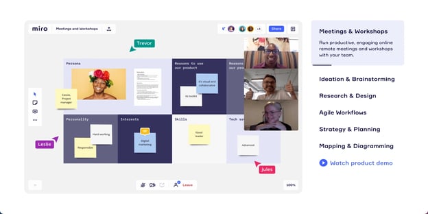 Miro application for real-time design collaboration for creative and marketing teams