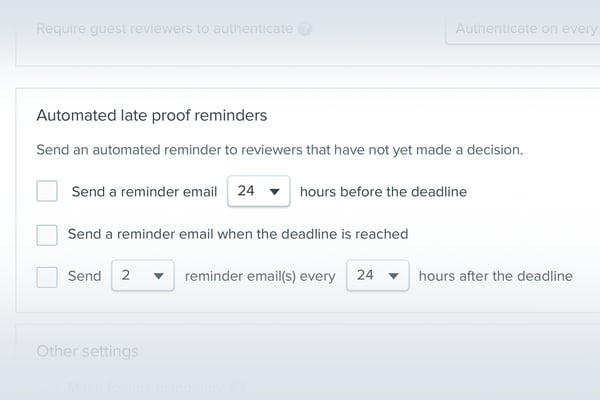 Automated late proof reminders option to send an automated reminder to reviewers that have not yet made a decision