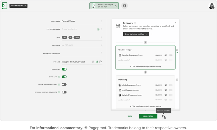 pageproof dashboard with list of tasks