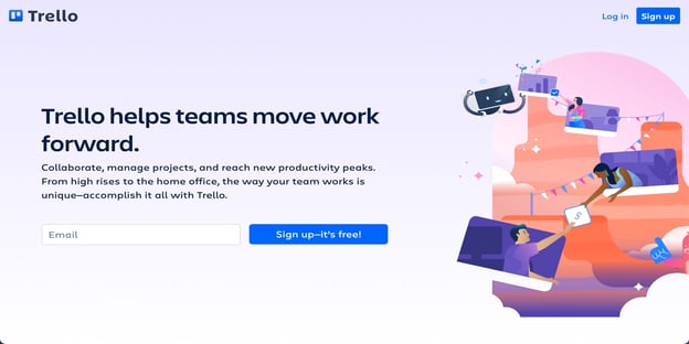 Trello application main landing page - Trello helps teams move work forward