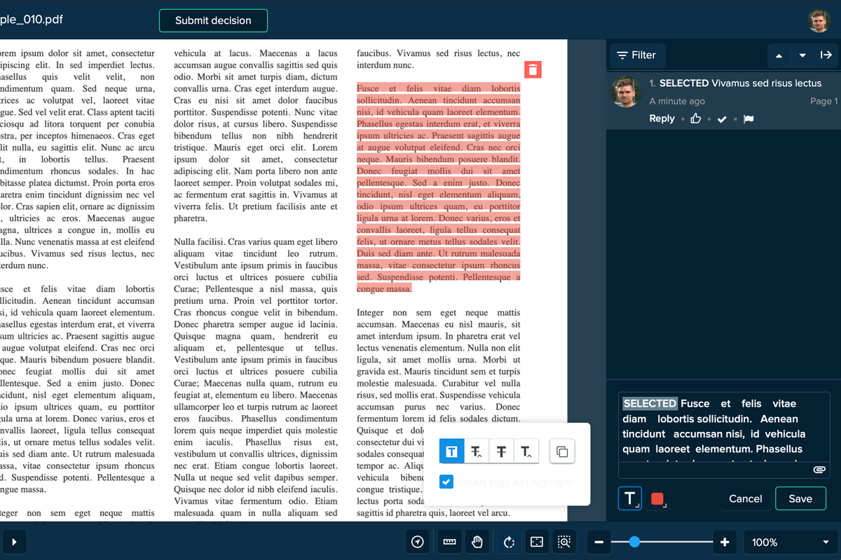 Text Selection Annotation