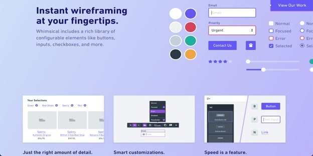 Whimsical is a wireframing software as a service application with searchable icon library