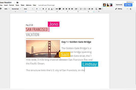 Google Docs screenshot presenting text about San Francisco