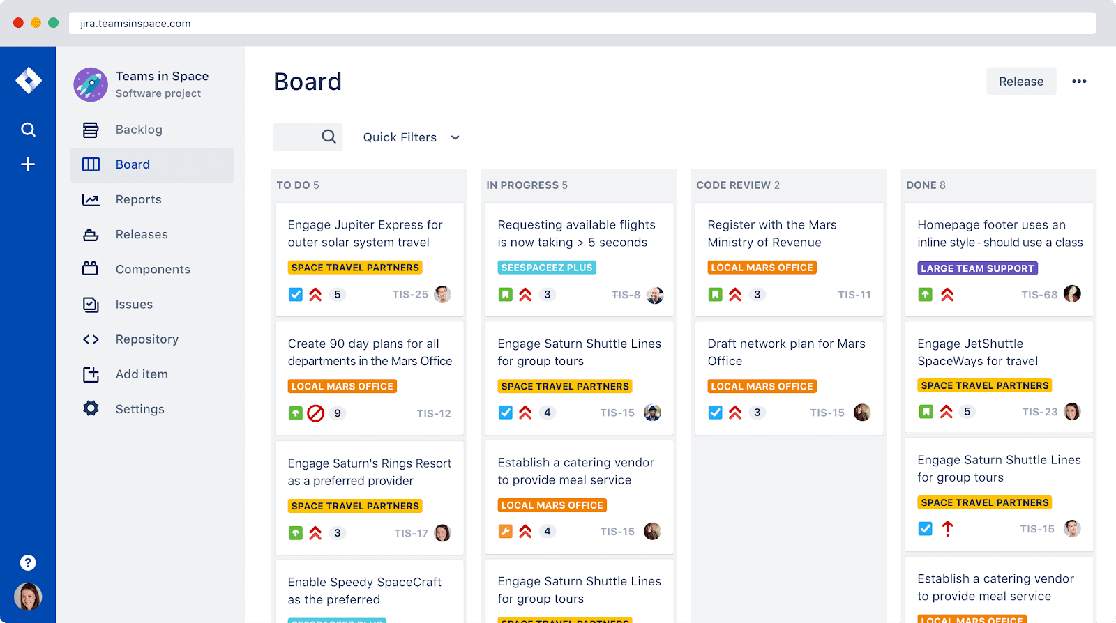 jira from atlassian dashboard overview  kanban columns with tasks